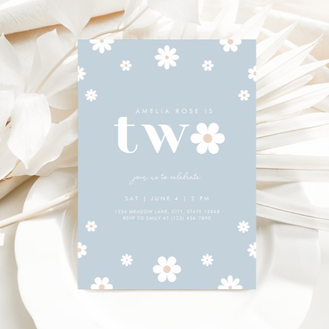 Boho Daisy Invitation du deuxième anniversaire (Créateur téléchargé)