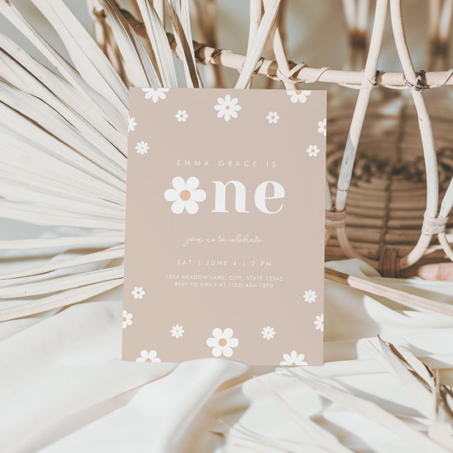 Boho Daisy Invitation pour le premier anniversaire (Créateur téléchargé)