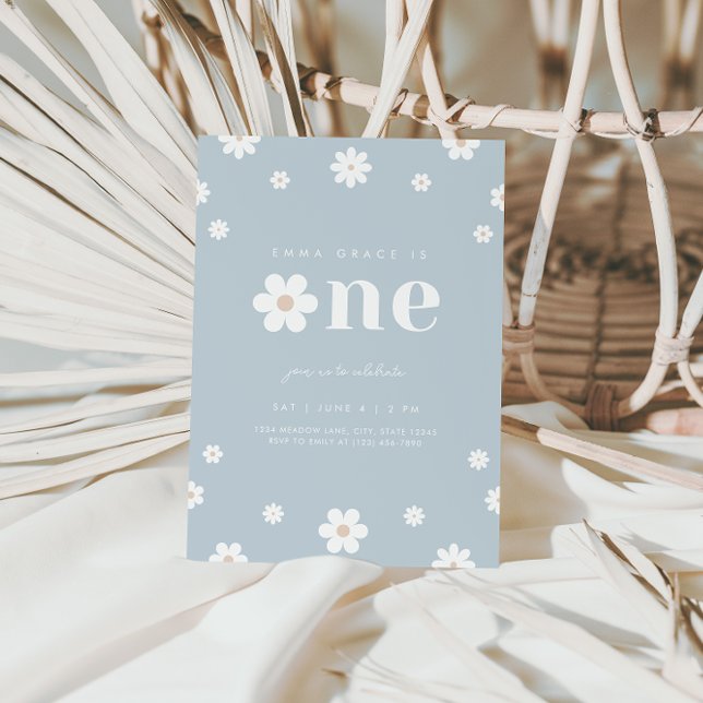 Boho Daisy Invitation pour le premier anniversaire (Créateur téléchargé)