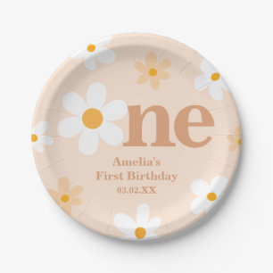 Boho Daisy One 1st Birthday Girl Party  Paper Plate