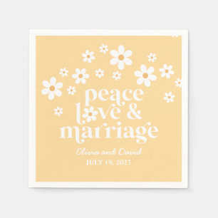 boho Daisy peace love Marriage Wedding Napkins