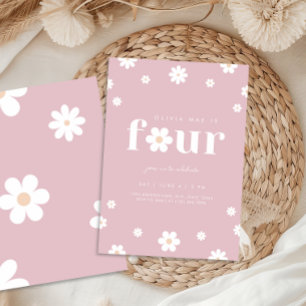 Boho Daisy Quatrième invitation à l'anniversaire