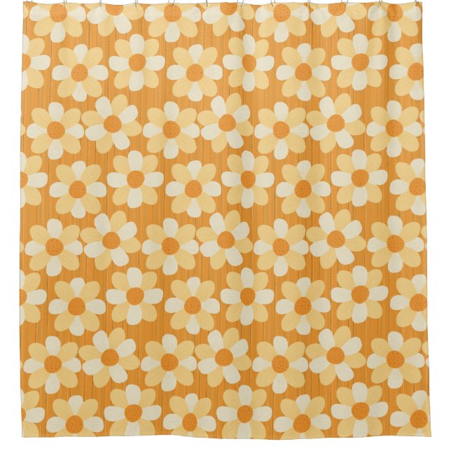 Boho Daisy Rain Shower Curtain (Front)