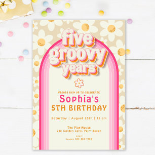 Boho Daisy Rainbow Invitation d'anniversaire - Ret