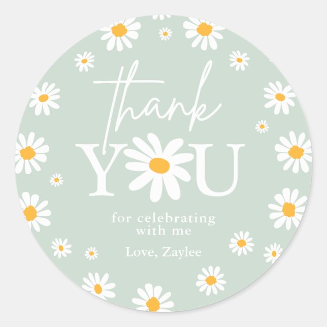 Boho Daisy Two Wild 2nd Birthday Party Favours Classic Round Sticker (Front)