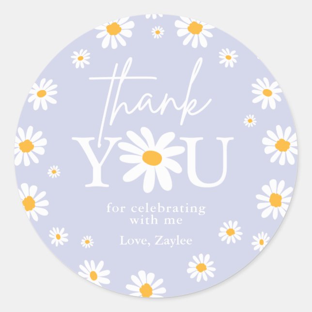 Boho Daisy Two Wild 2nd Birthday Party Favours Classic Round Sticker (Front)