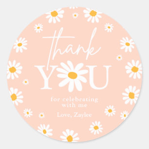 Boho Daisy Two Wild 2nd Birthday Party Favours Classic Round Sticker