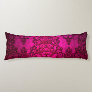 Boho Damask Deep Glowing Pink Victorian Style Body Pillow