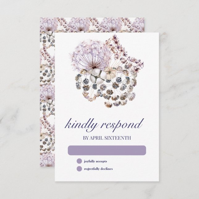 Boho Dandelion Floral Pagan Handfasting RSVP Card (Front/Back)