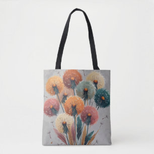 Boho Dandelion Flowers Tote Bag