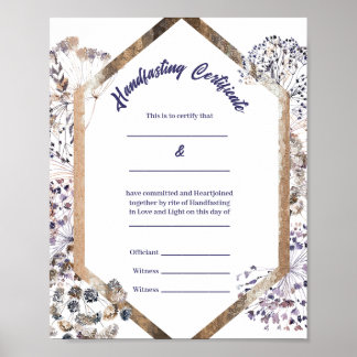 Boho Dandelion Pagan Handfasting Certificate Poster