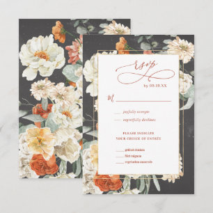Boho Dark Floral Mariage RSVP