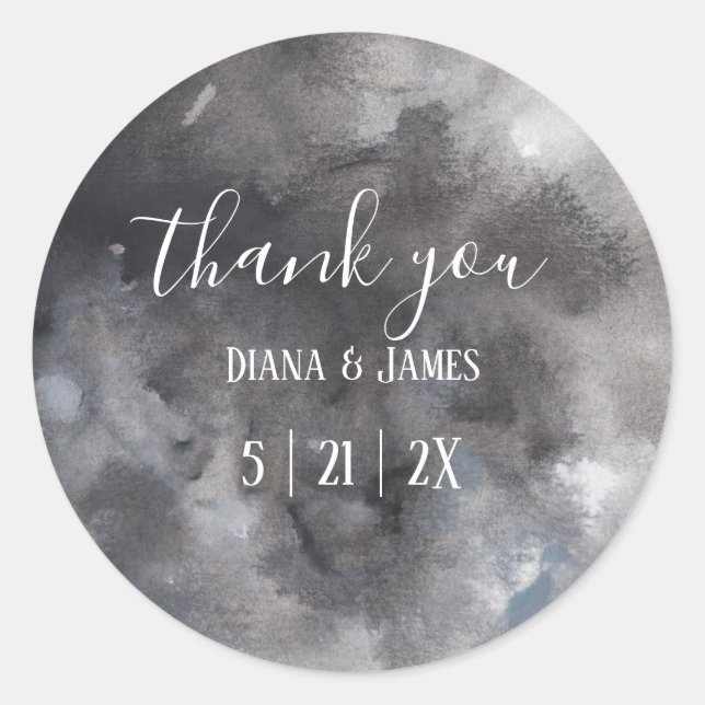Boho Dark Moon Wicca Handfasting Thank You Classic Round Sticker (Front)