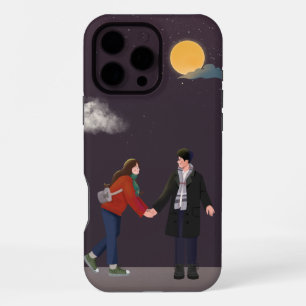 Boho Dark Purple Colourful Illustrative Couple iPhone 16 Pro Max Case