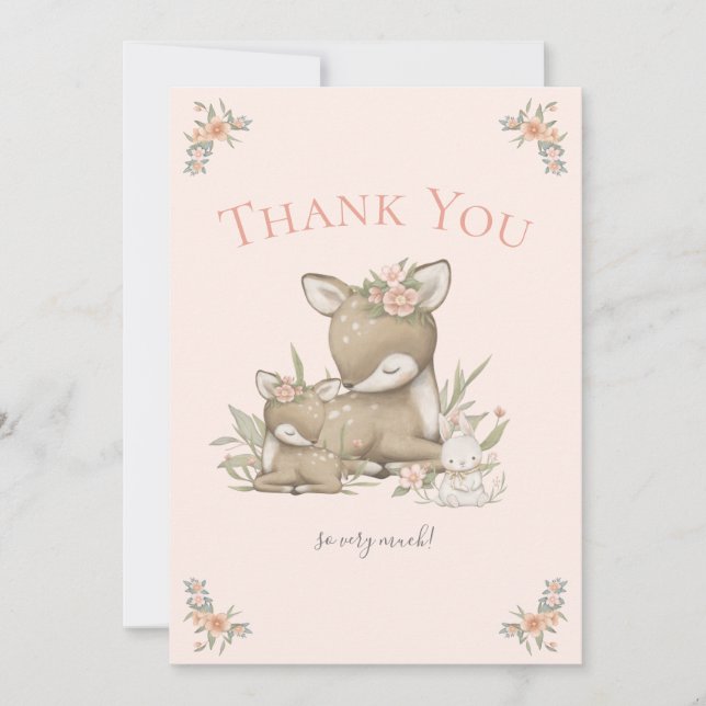 Boho de bois cerf fille Baby shower Merci (Devant)