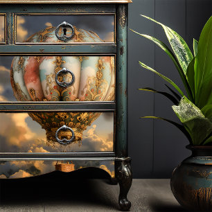 Boho Decoupage Decorated Vintage Hot Air Balloon Tissue Paper