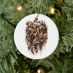 Boho Deer, Dreaming of Deer Ceramic Ornament