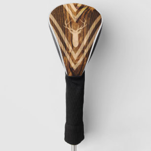 Boho deer on rustic wood golf head cover