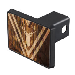 Boho deer on rustic wood trailer hitch cover