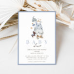 Boho Denim Boy's Rustic Vintage Baby Shower Invitation<br><div class="desc">Celebrate the mom-to-be with this adorable bohemian rustic little boys baby shower invitation featuring a stunning watercolor illustration of baby’s first outfit, toys and stars. This design includes a sweet little guys outfit in a beautiful blue denim, a toy donkey, a pacifier and stars. Perfect for a beautiful baby shower...</div>