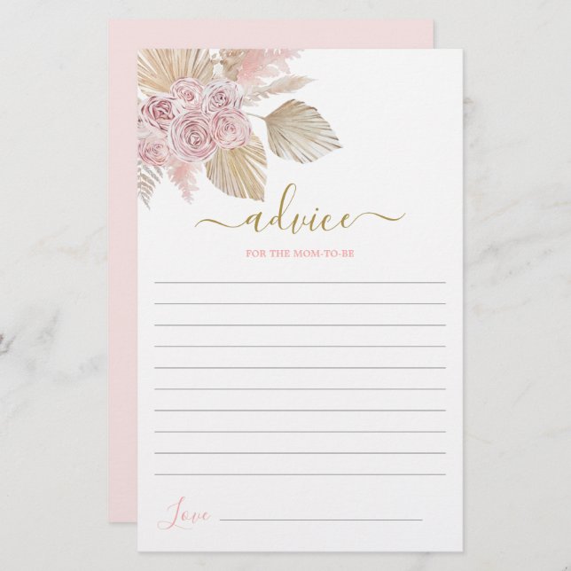 Boho Desert Advice for the Mom To Be card (Front/Back)