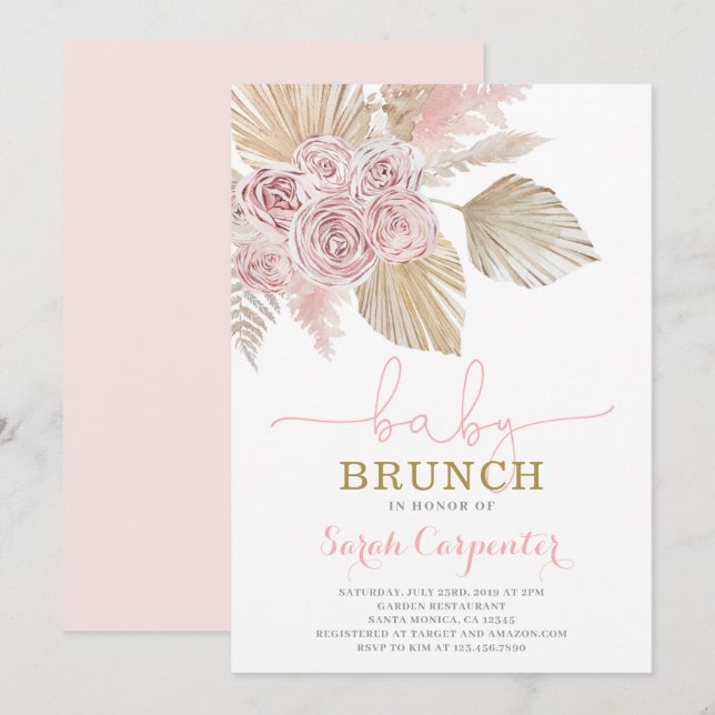 Boho Desert Baby Shower Brunch girl invitation (Front/Back)