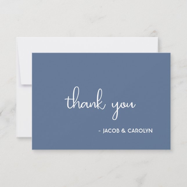 Boho Desert Blue Minimal Wedding Thank You Card (Front)