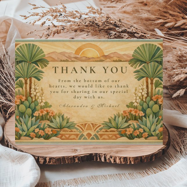 Boho Desert Botanical Wedding Thank You Card (Creator Uploaded)