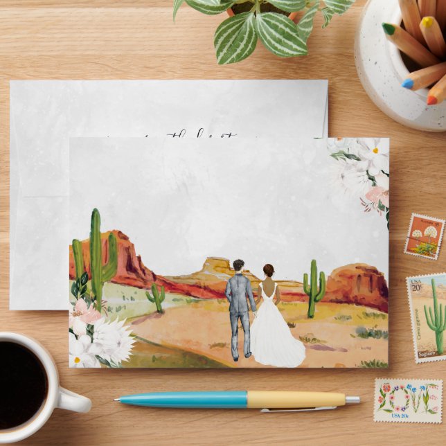 Boho Desert Cactus | Enveloppe Mariage (Desk)