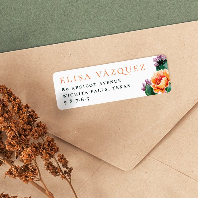 Boho Desert Cactus & Flowers Adresse de retour (Return Address Label Mock-up)