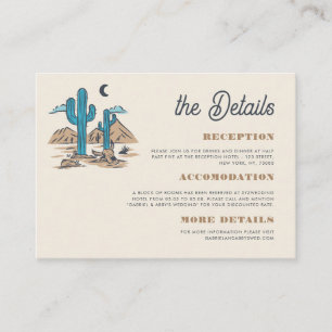 Boho Desert Cactus Retro Arizona Wedding Details Enclosure Card