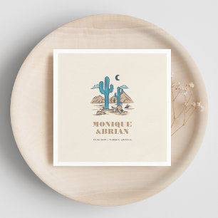 Boho Desert Cactus Retro Phoenix Arizona Wedding Napkin