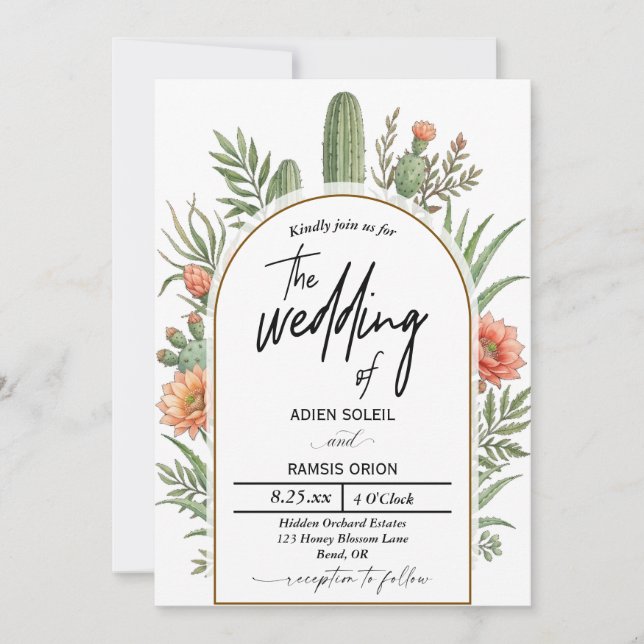 Boho Desert Cactus Wedding Invitation (Front)