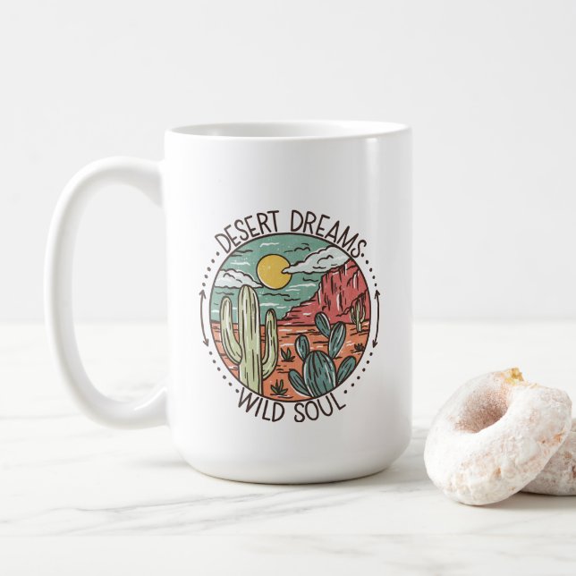 Boho "Desert Dreams" "Wild Soul" 15oz Coffee Mug (With Donut)