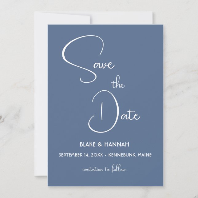 Boho Desert Dusty Blue Minimalist Save the Date Invitation (Front)