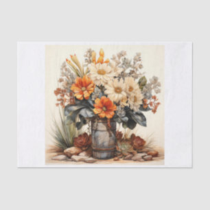 Boho Desert Floral Bouquet Art for Decoupage  Tissue Paper