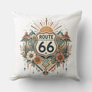 Boho Desert Floral Roadside Crest Throw Pillow