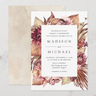 Boho Desert Floral Wedding Invitation