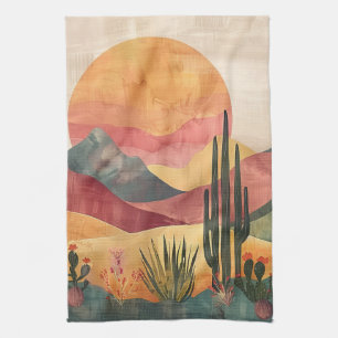 Boho Desert Landscape - Southwestern Nature Kitchen Towel