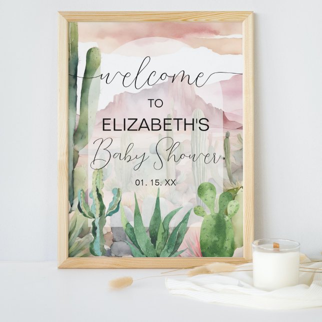Boho Desert Nature Cactus Baby Shower Welcome Sign (Creator Uploaded)
