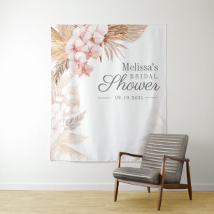 Boho Desert Pampas Grass Bridal Shower Backdrop Tapestry