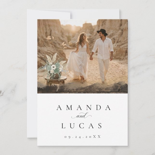Boho Desert Photo Wedding Invitation (Front)