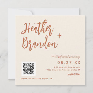 Boho Desert QR Code Wedding Square Invitation