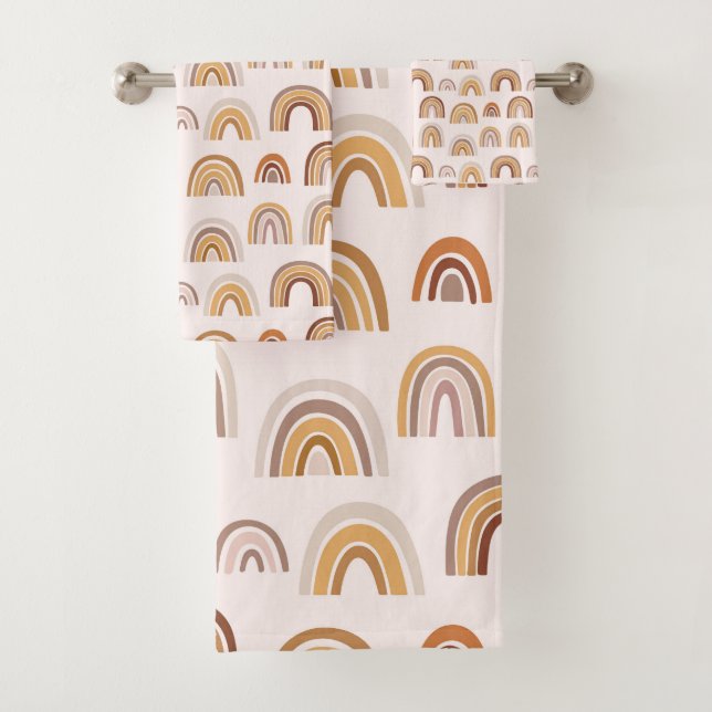 Boho Desert Rainbow Abstrait Arch Motif Taupe (En situation)