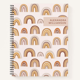 Boho Desert Rainbow in Neutrals Personalized Notebook