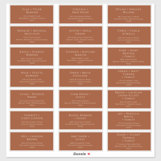 Boho Desert | Rust Wedding Guest Address Labels (Sheet)