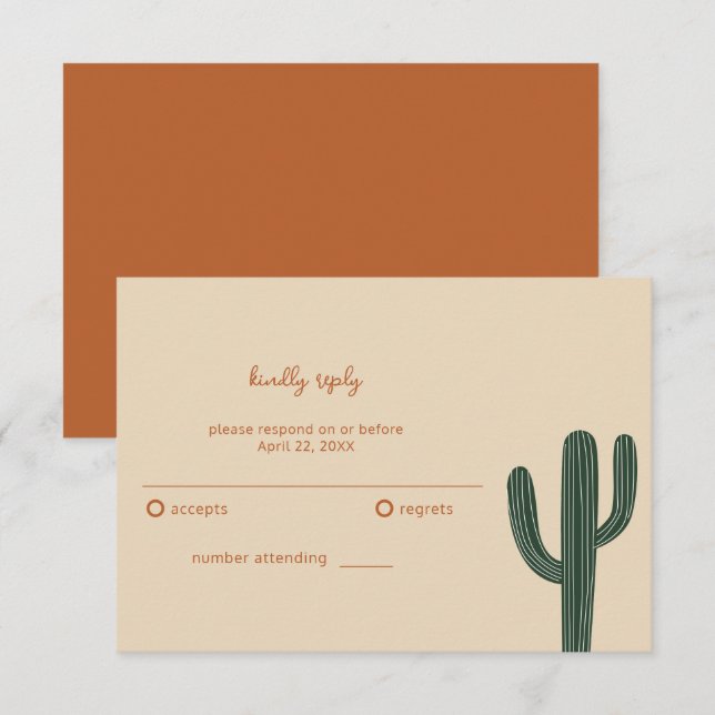 Boho Desert Simple Wedding RSVP Card (Front/Back)