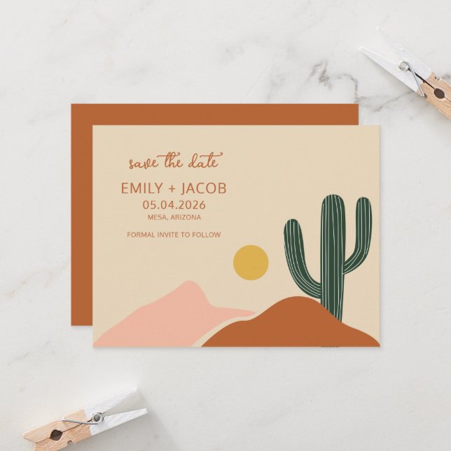Boho Desert Simple Wedding Save the Date (Front/Back In Situ)