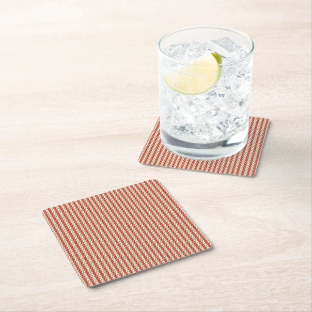 Boho Desert Stripe Pattern Design Square Paper Coaster (Insitu)