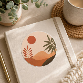 Boho Desert Sun Notebook Classic Round Sticker